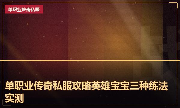 单职业传奇私服攻略英雄宝宝三种练法实测 单职业传奇私服攻略英雄宝宝三种练法实测